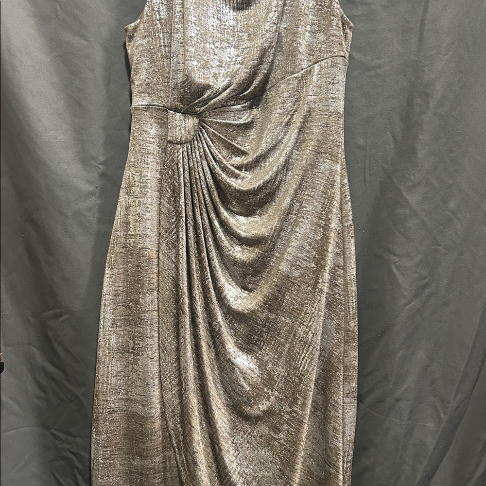 Metallic Draped Evening Gown